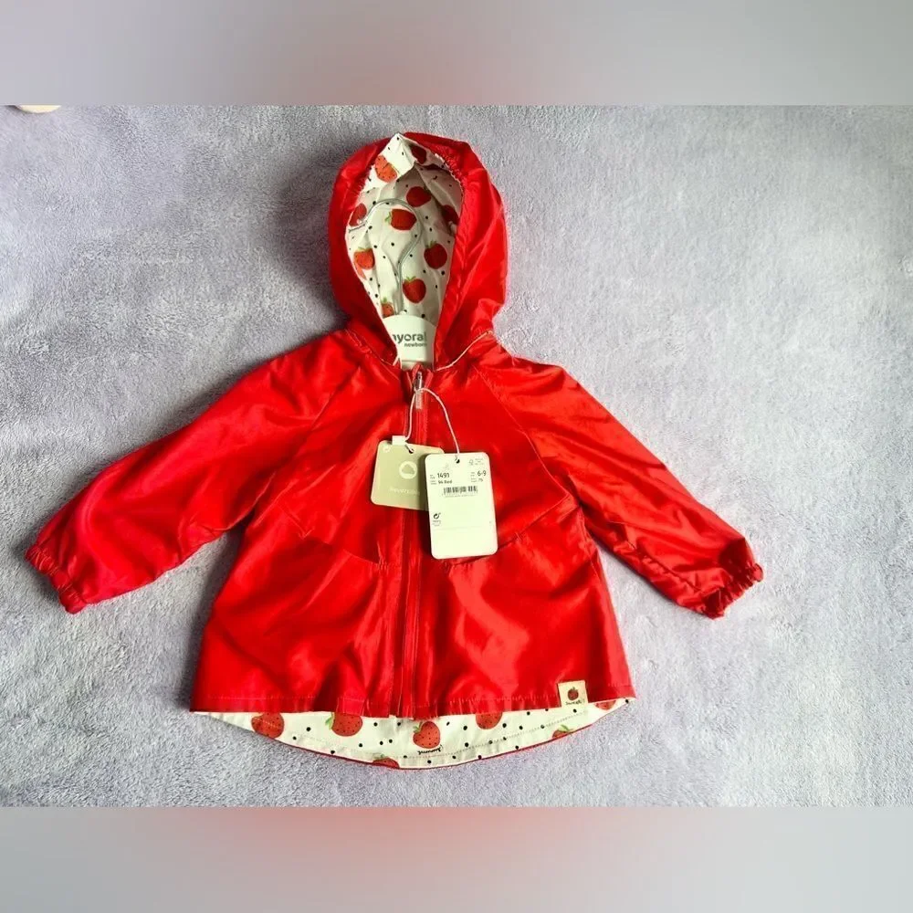 Mayoral New With Tags Strawberry Reversible Windbreaker Jacket NWT Sz. 6-9 M